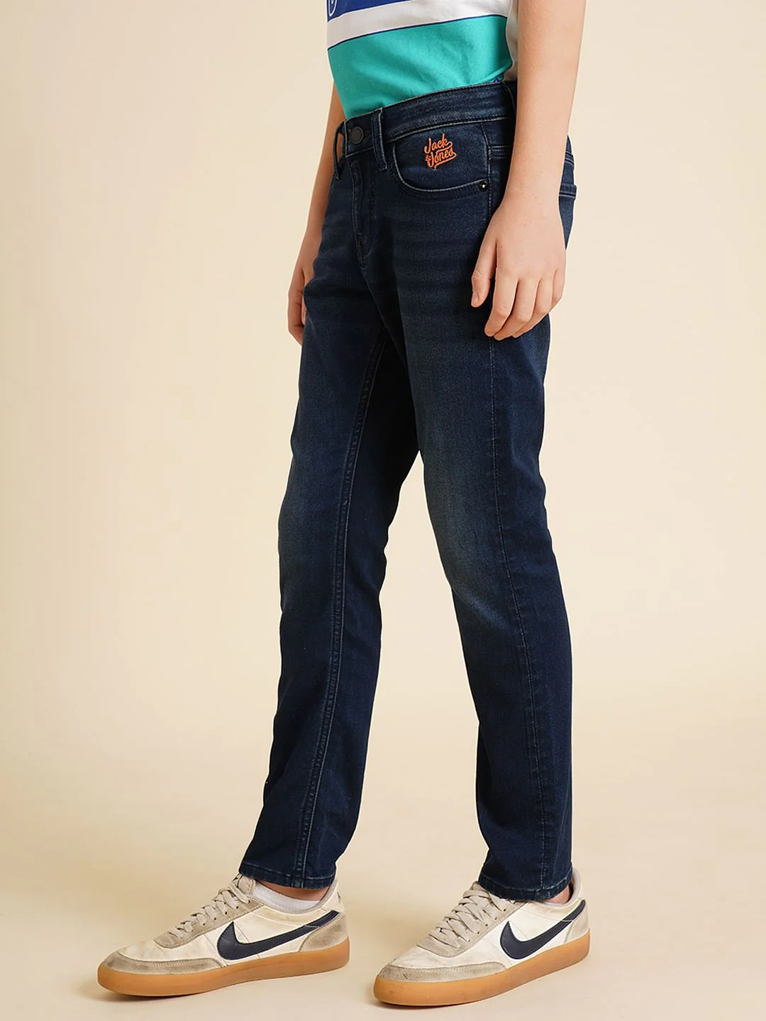 Boys Dark Blue Mid Rise Straight Fit Jeans - Image 3