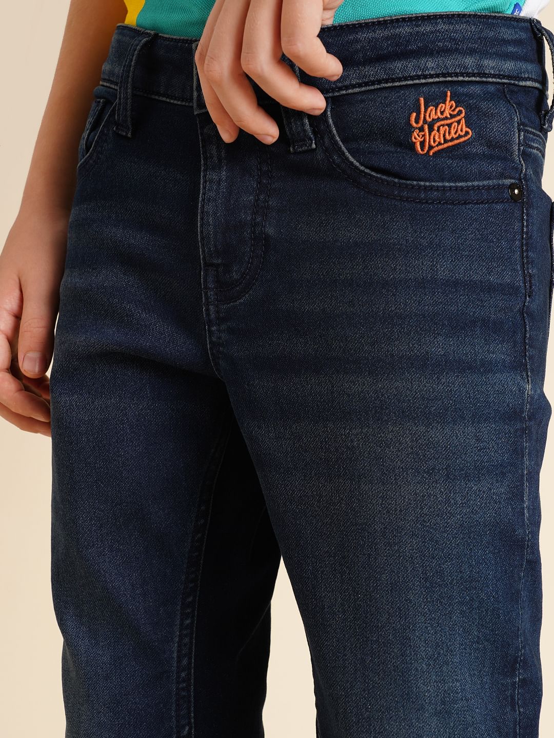 Boys Dark Blue Mid Rise Straight Fit Jeans - Image 6