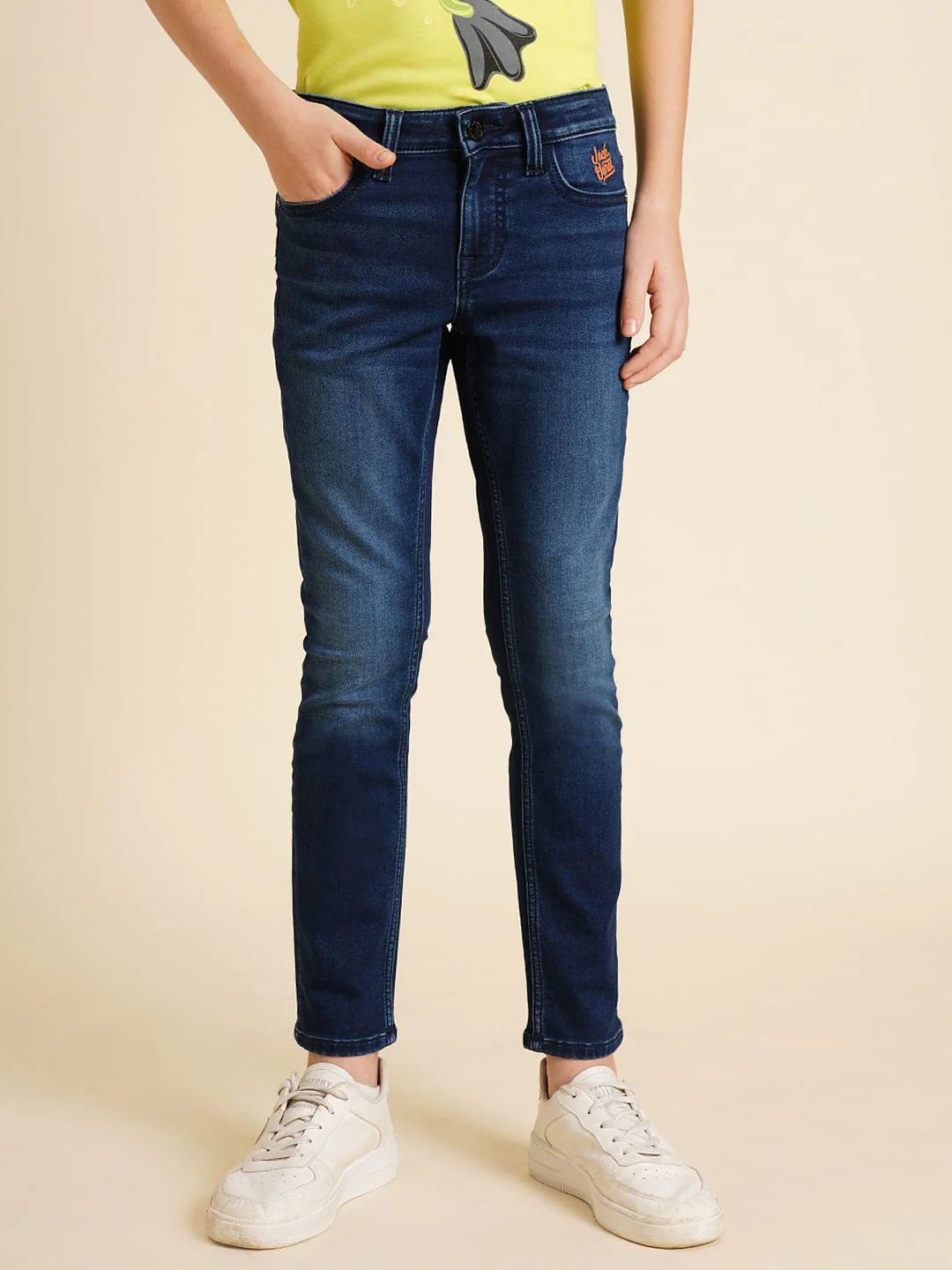 Boys Dark Blue Mid Rise Straight Fit Jeans - Image 2
