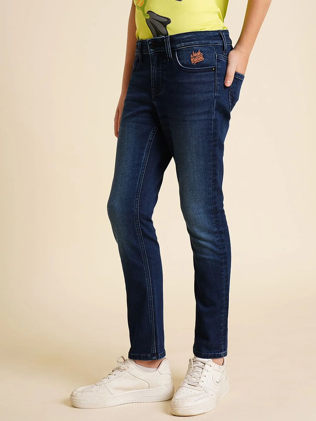 Boys Dark Blue Mid Rise Straight Fit Jeans - Image 3
