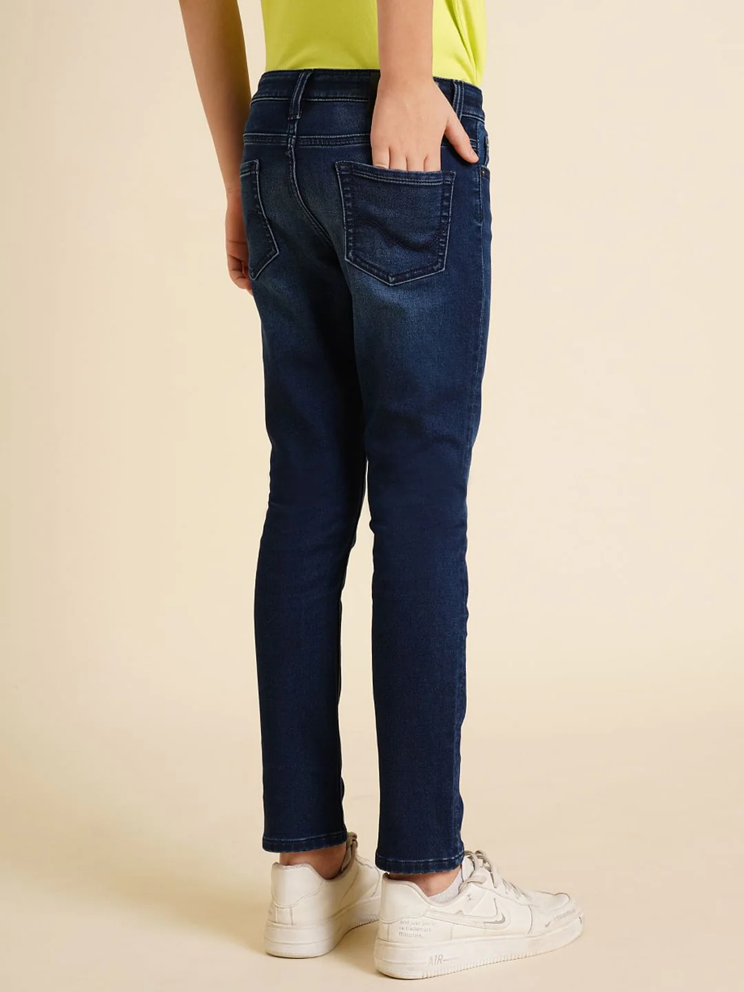 Boys Dark Blue Mid Rise Straight Fit Jeans - Image 4