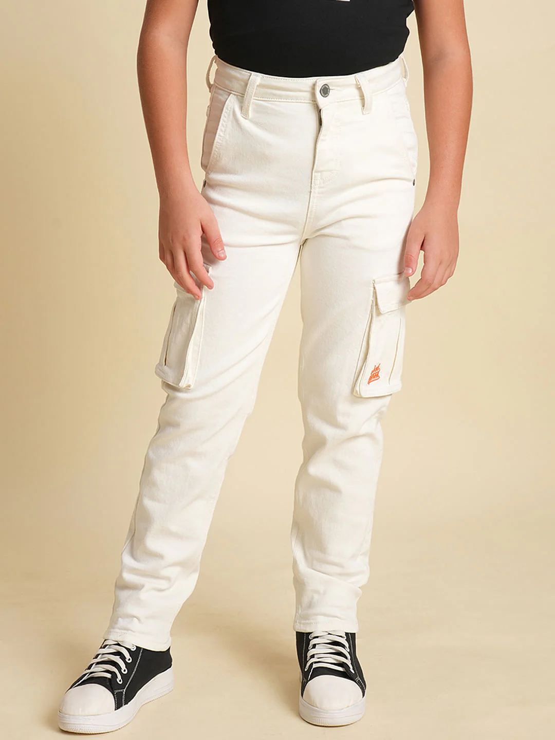 Boys White Mid Rise Cotton Jeans - Image 2