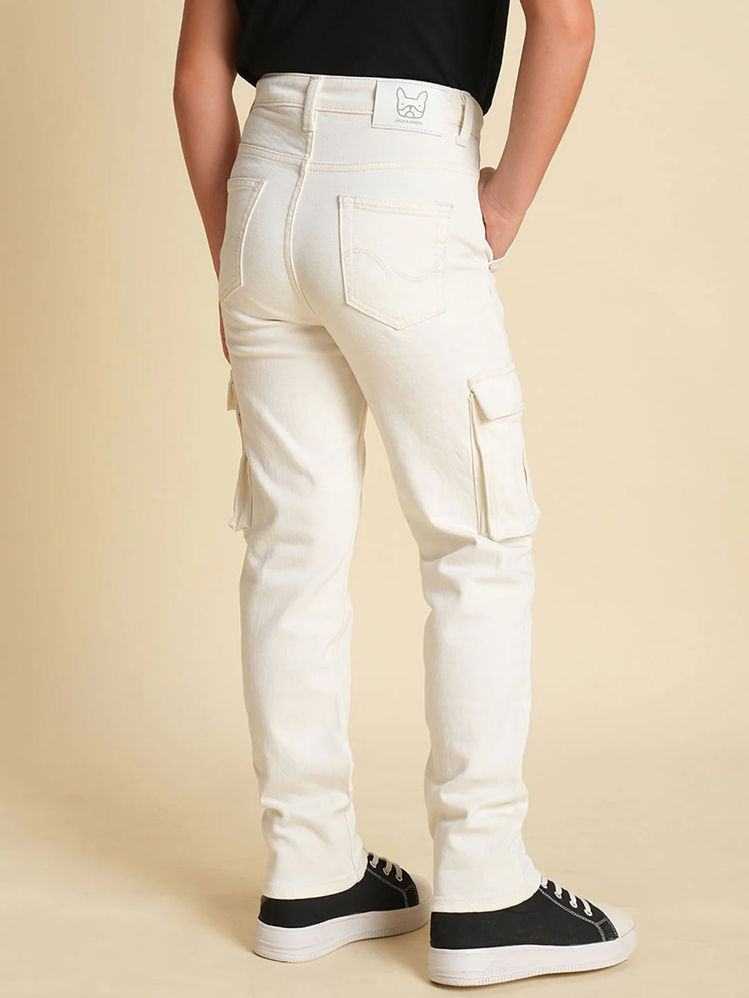 Boys White Mid Rise Cotton Jeans - Image 4