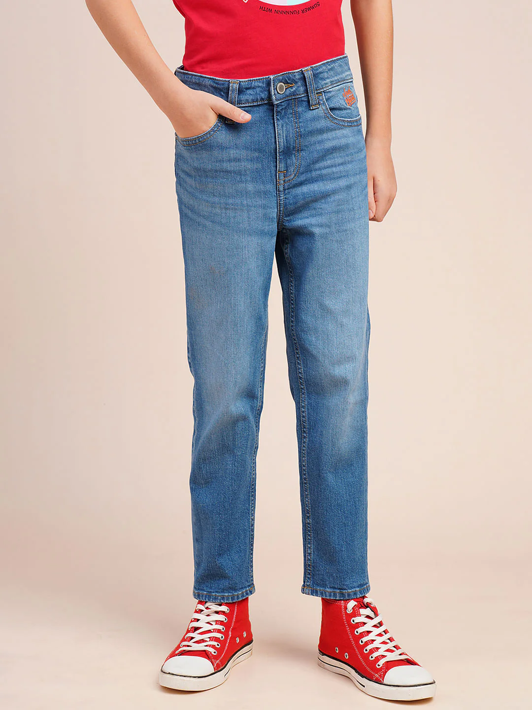 Boys Blue Light Wash Cropped Jeans - Image 2