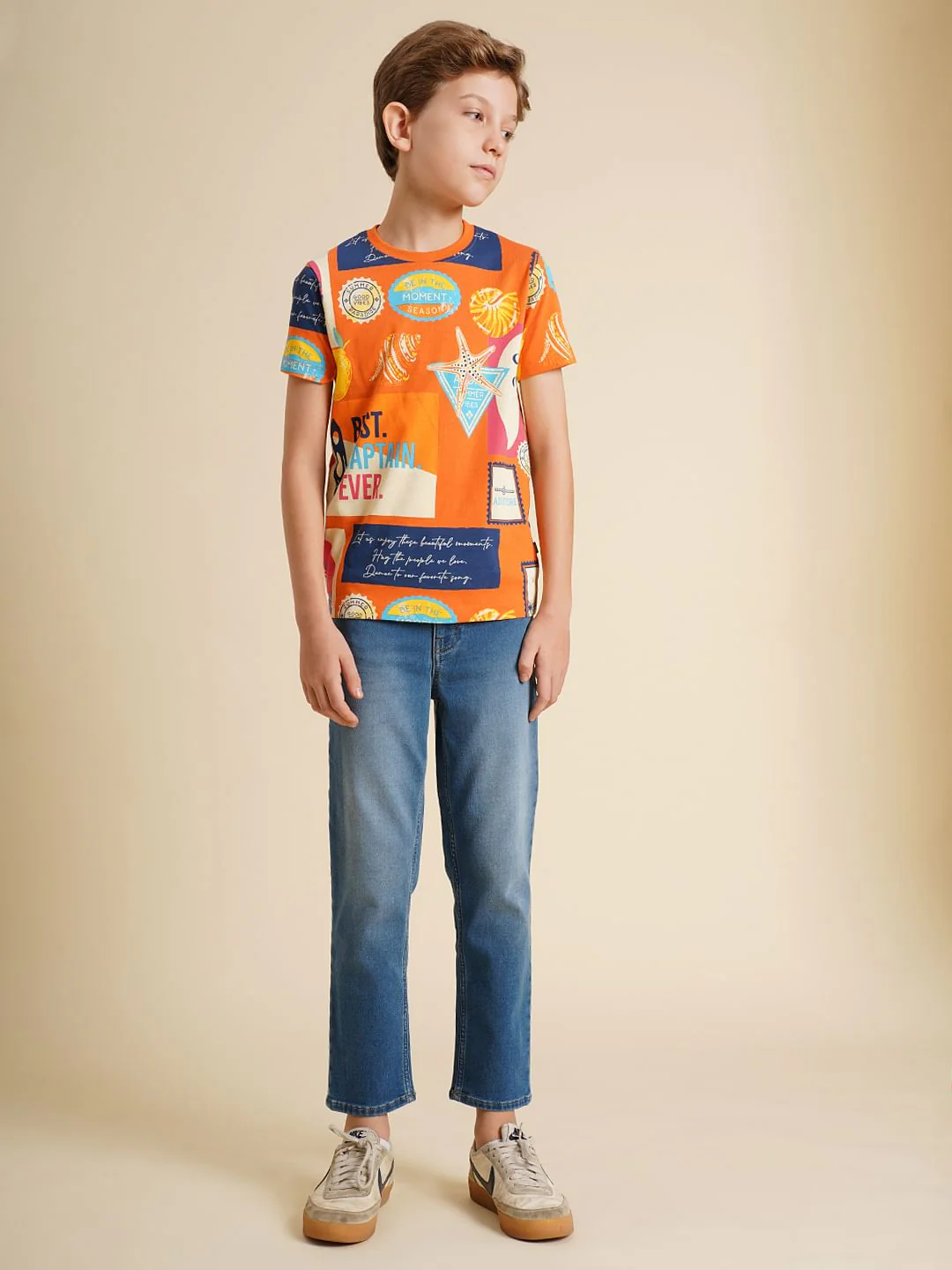 Boys Blue Washed Cotton Straight Fit Jeans - Image 5