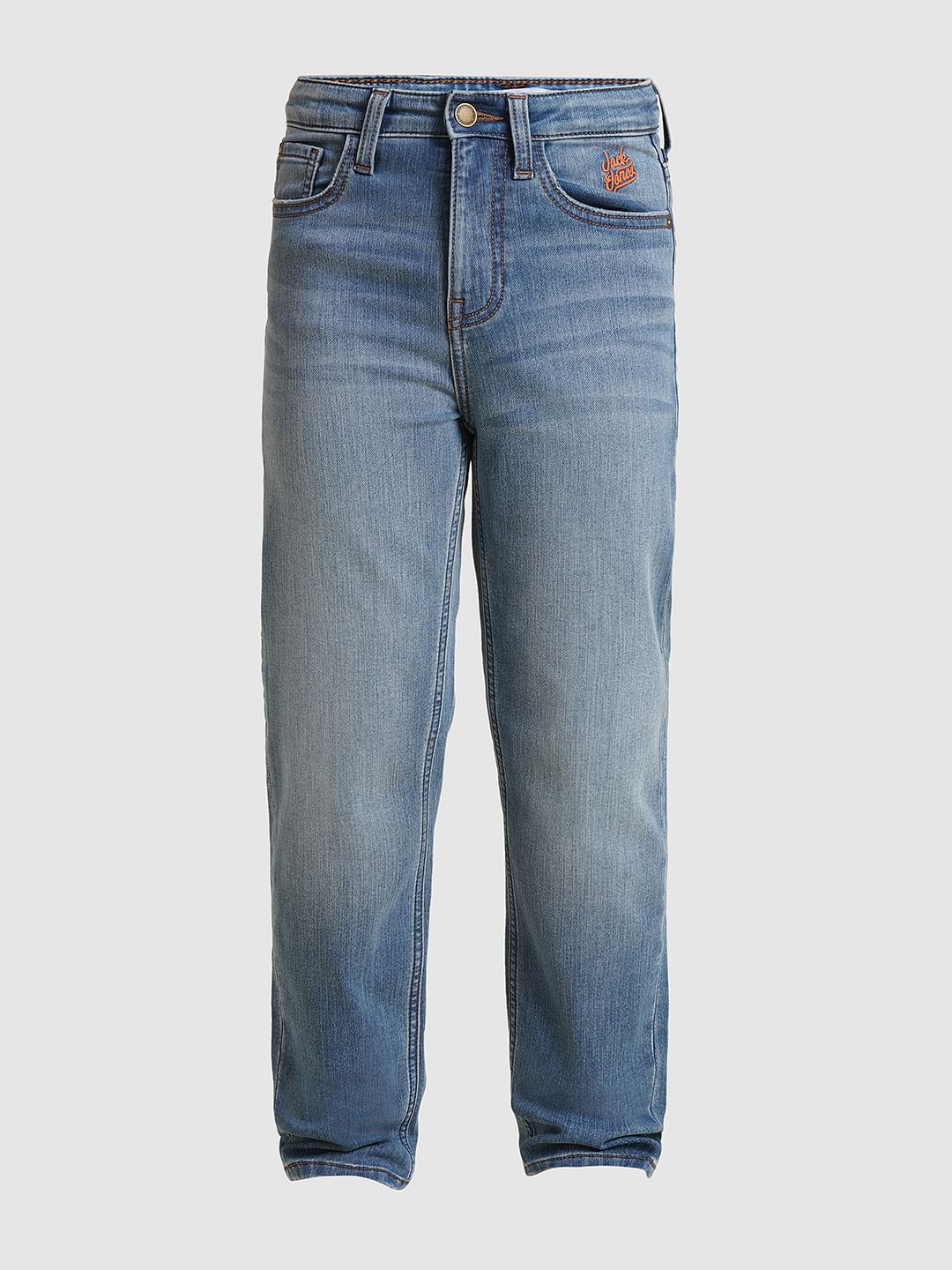 Boys Light Blue Mid Rise Regular Fit Jeans - Image 7
