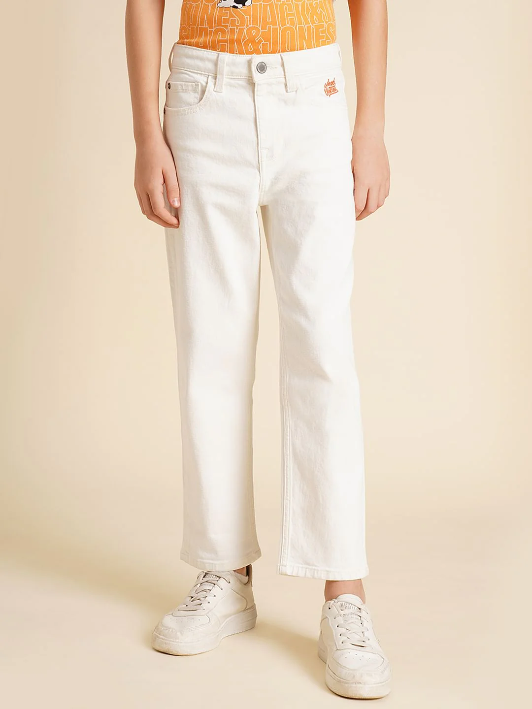 Boys White Mid Rise Cropped Comfort Fit Jeans - Image 2