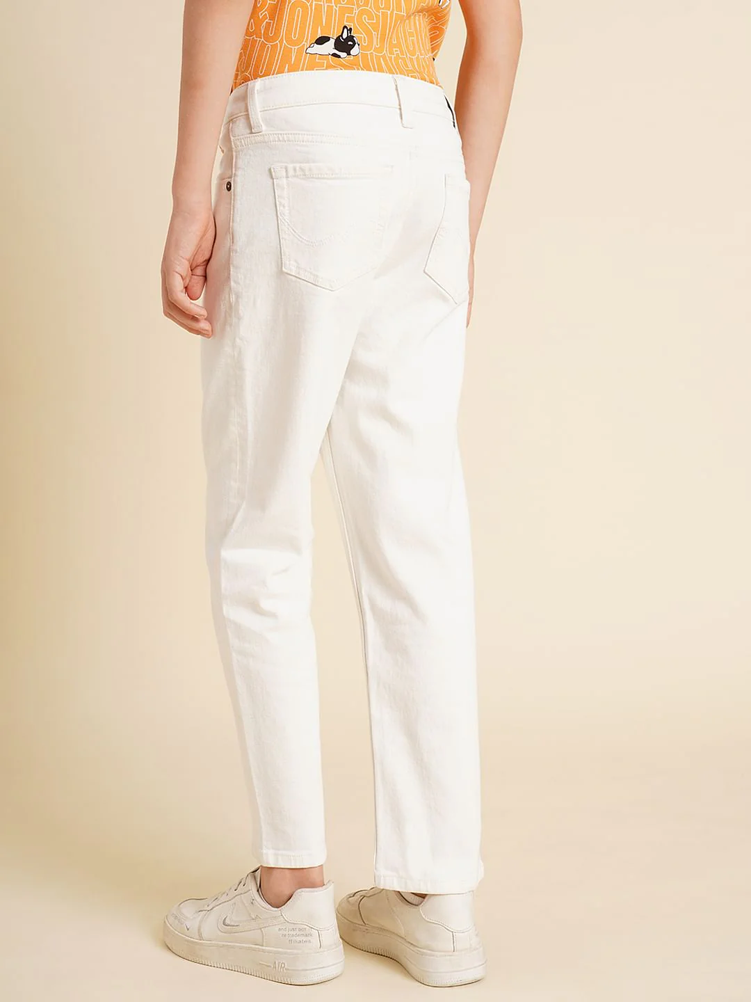 Boys White Mid Rise Cropped Comfort Fit Jeans - Image 4