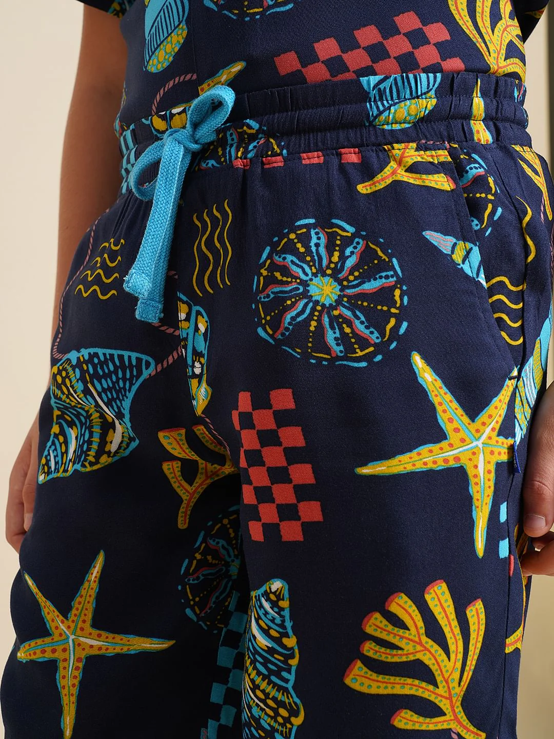 Boys Blue Printed Co-ord Set Shorts - Image 6