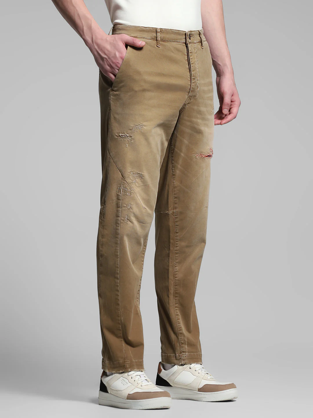 Brown Distressed Anti Fit Jeans - Image 2
