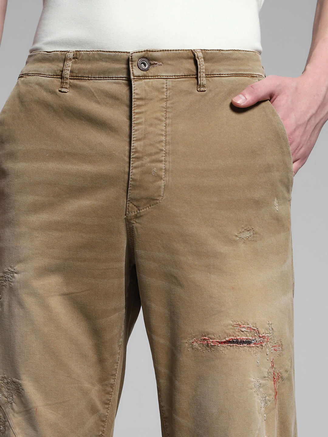 Brown Distressed Anti Fit Jeans - Image 4