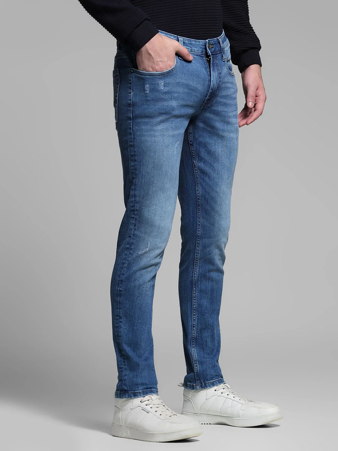 Washed Brak Slim Fit Jeans - Blue - Image 2
