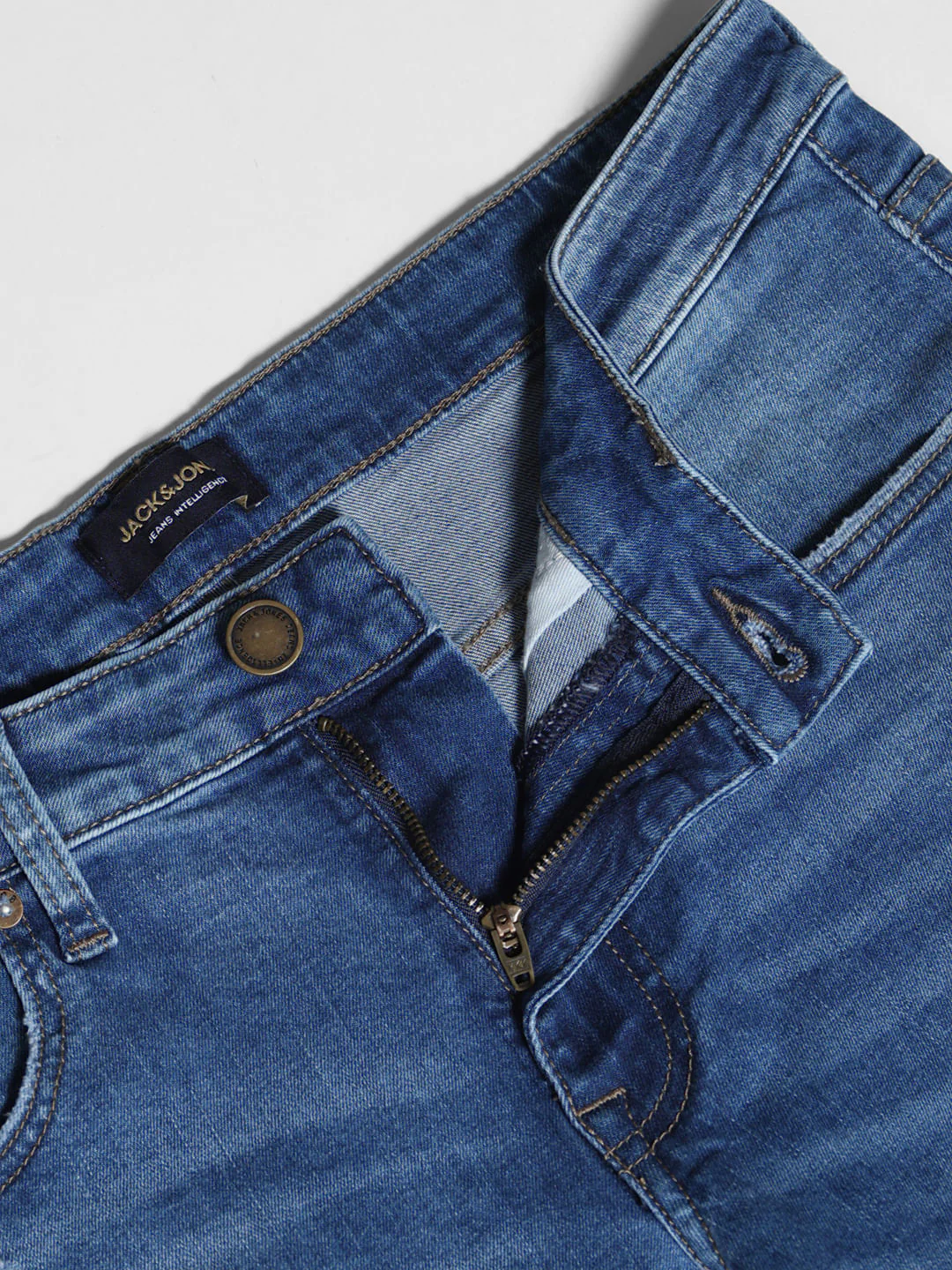 Washed Brak Slim Fit Jeans - Blue - Image 5