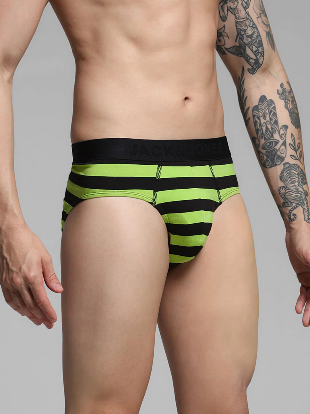 Lime Green Rugby Striped Briefs - Image 2