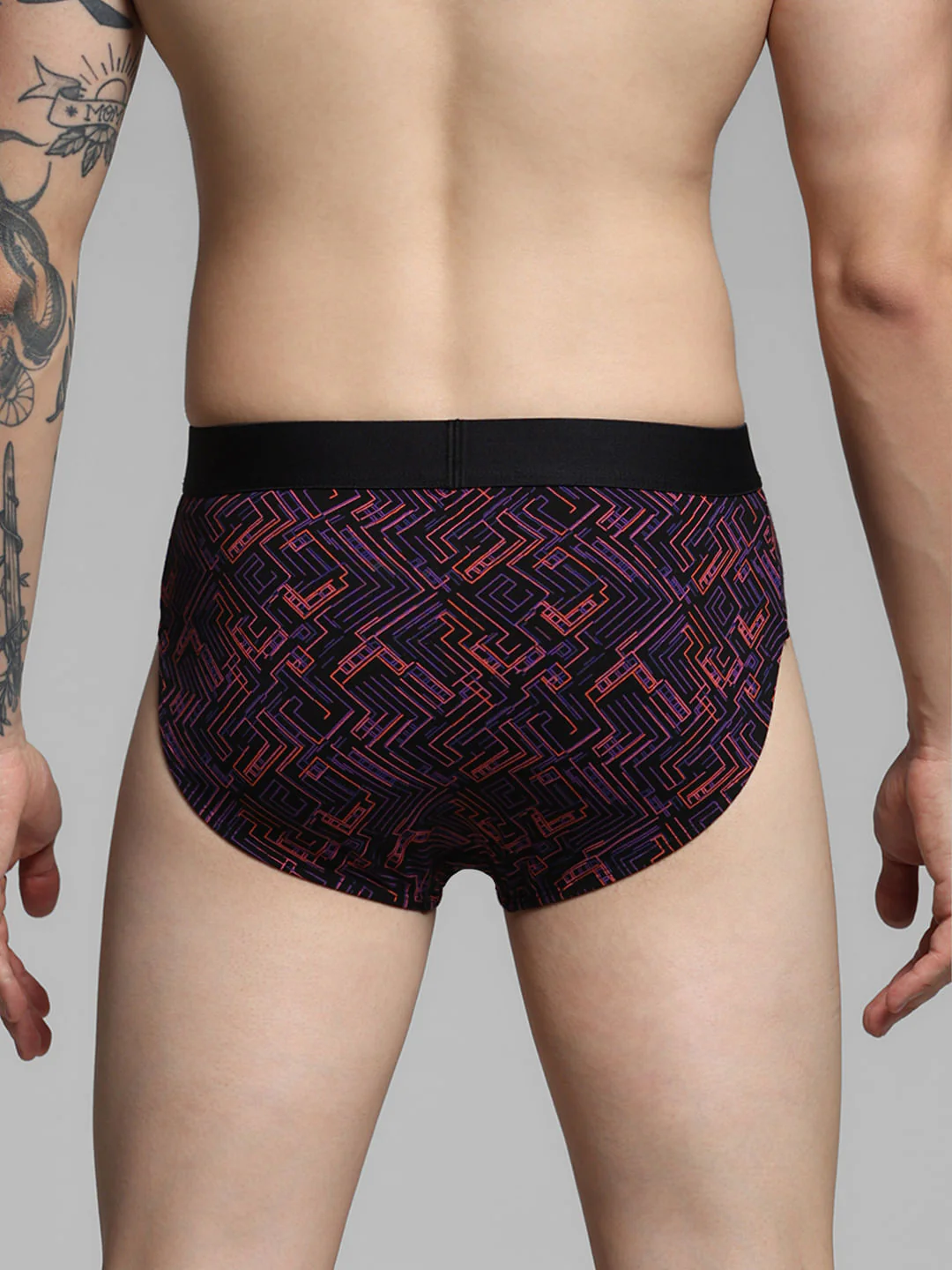 Black Abstract Print Briefs - Image 3