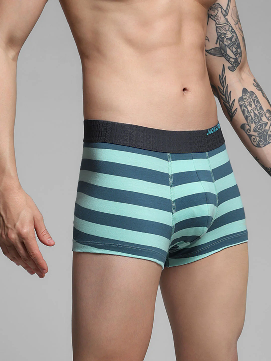 Blue Rugby Striped Print Trunks - Image 2