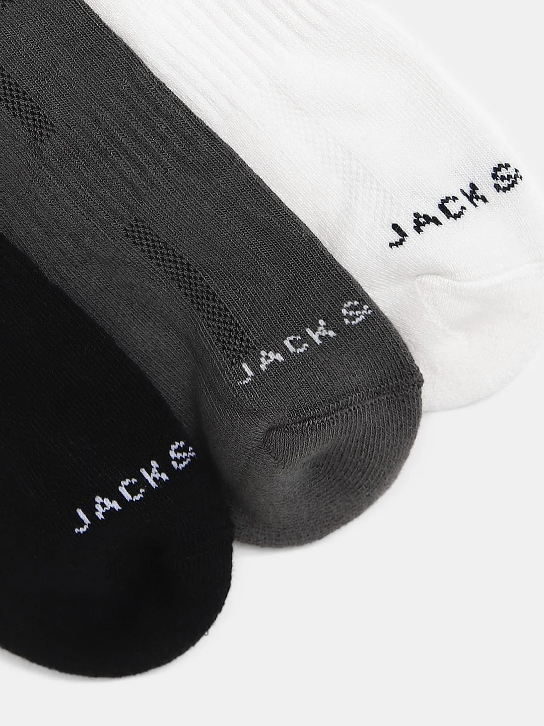 Pack Of 3 Ankle Length Socks - White, Grey, Black - Image 2