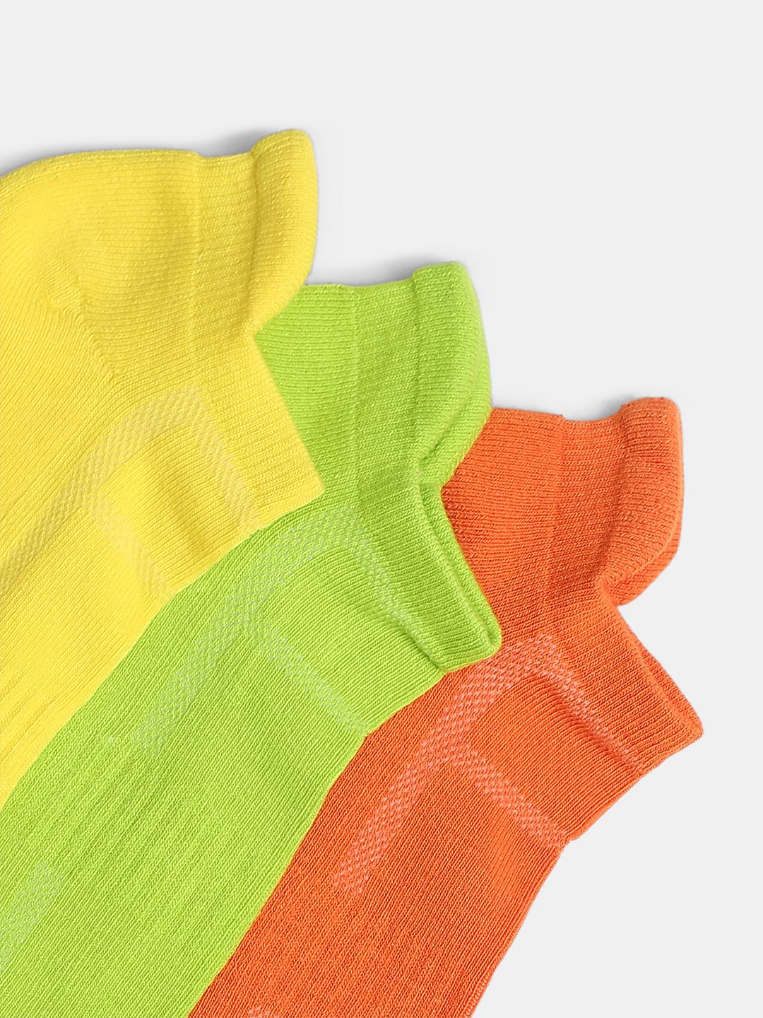 Pack Of 3 Ankle Length Socks - Yellow, Green, Orange - Image 3