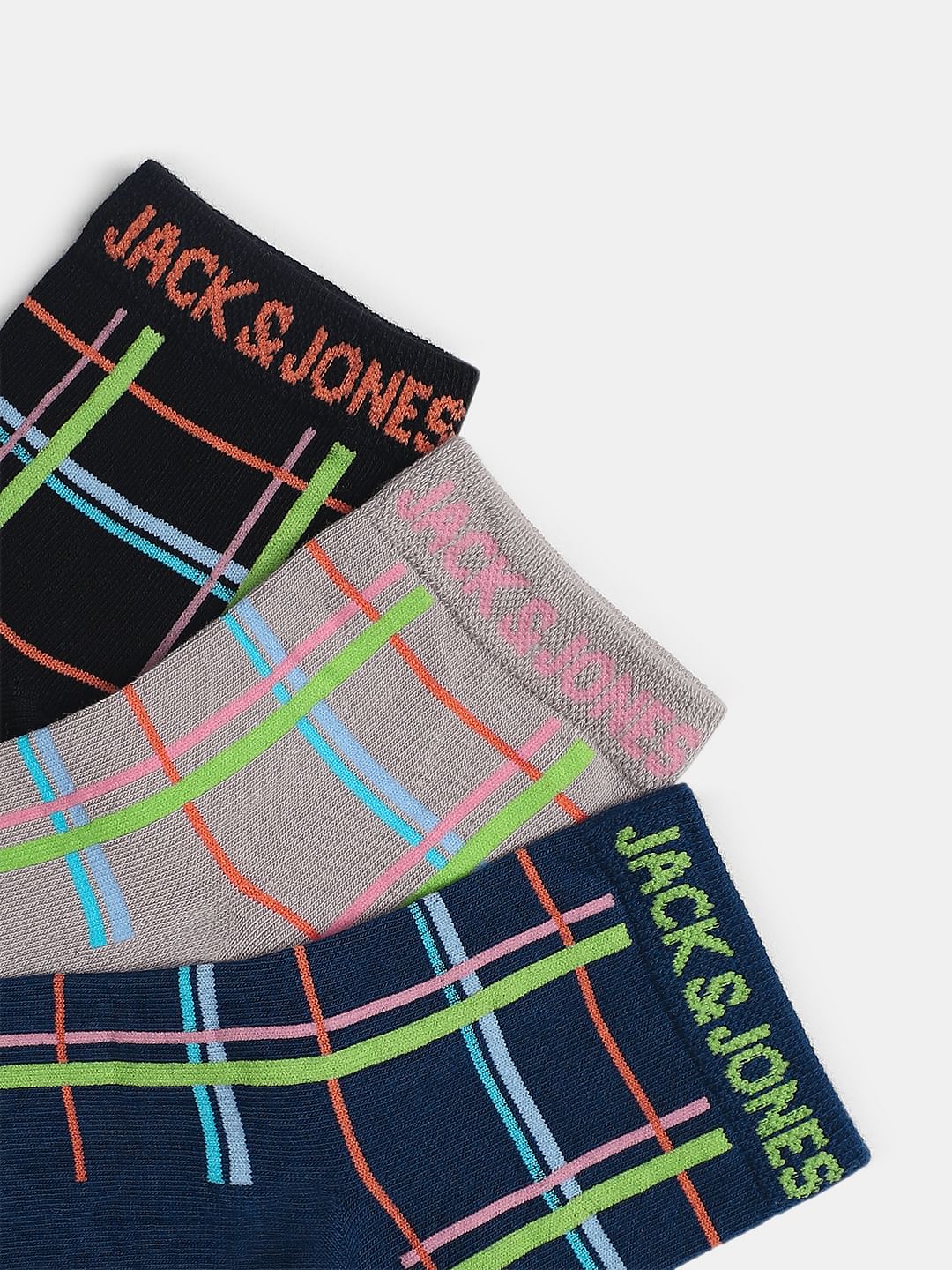 Pack Of 3 Grid Print Socks - Image 2