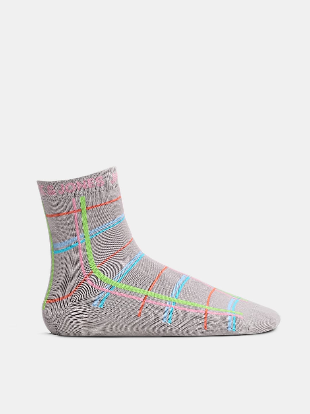 Pack Of 3 Grid Print Socks - Image 3