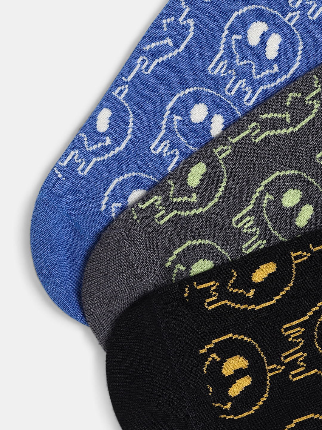 Pack Of 3 Mid Length Socks - Blue, Black, Grey - Image 2
