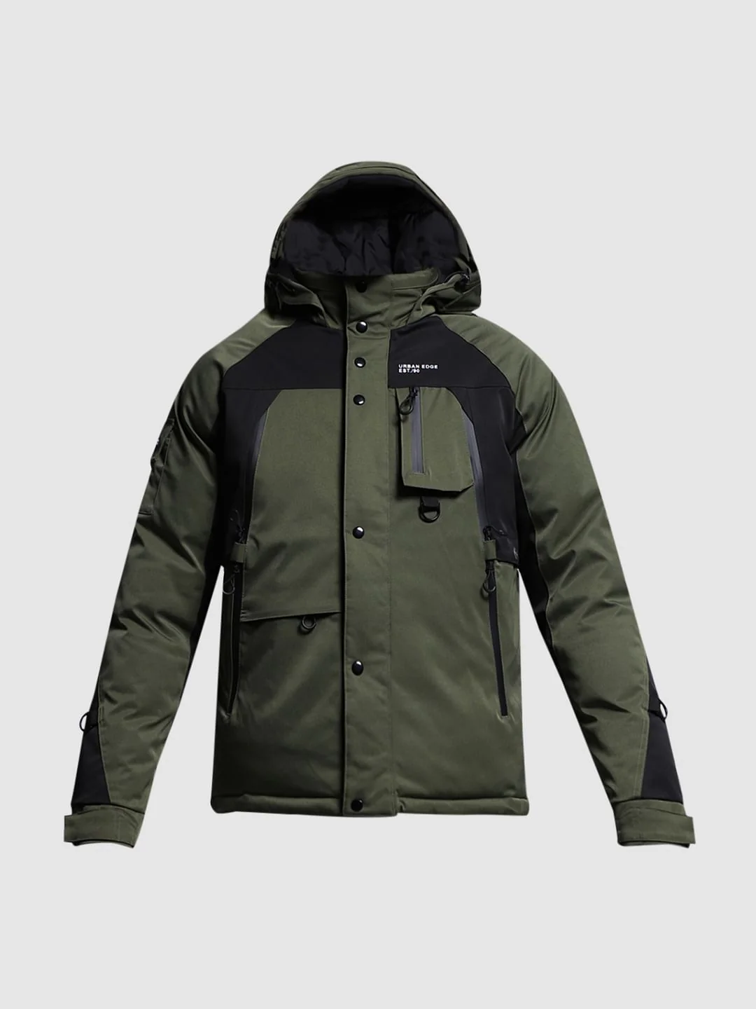 Green Colourblocked Hooded Jacket - Image 7