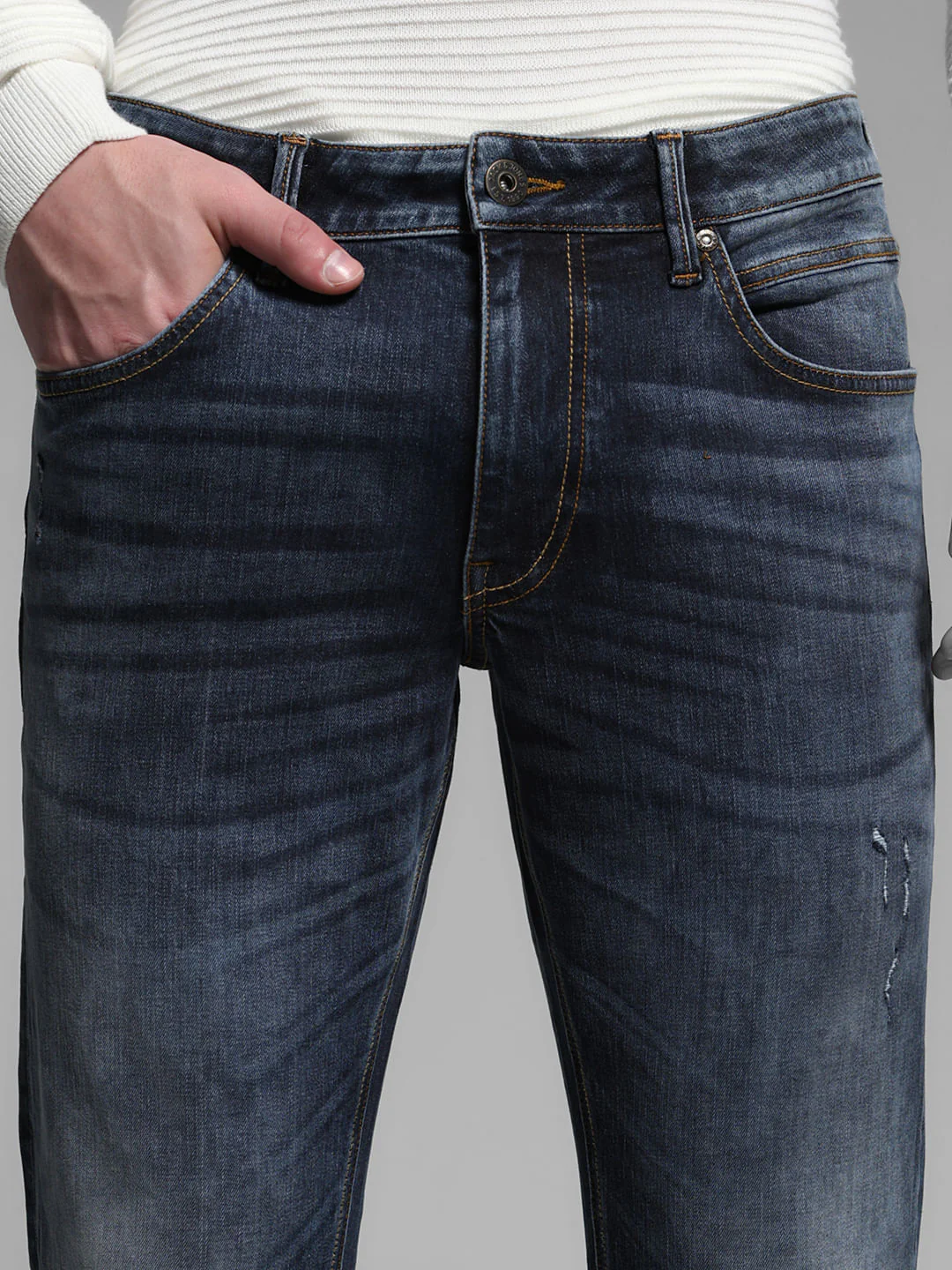 Distressed 5 Pocket Slim Fit Jeans - Image 4