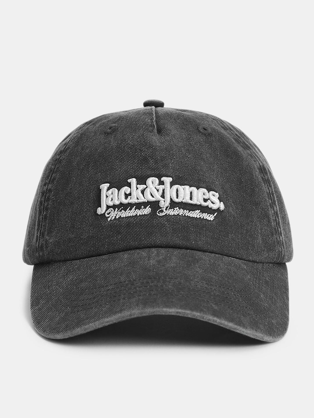 Black Washed Logo Print Cap