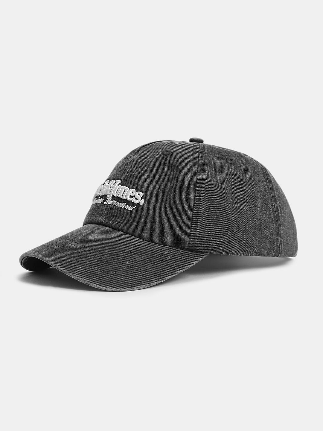 Black Washed Logo Print Cap - Image 2