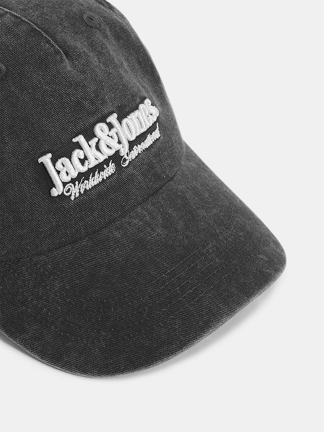 Black Washed Logo Print Cap - Image 4