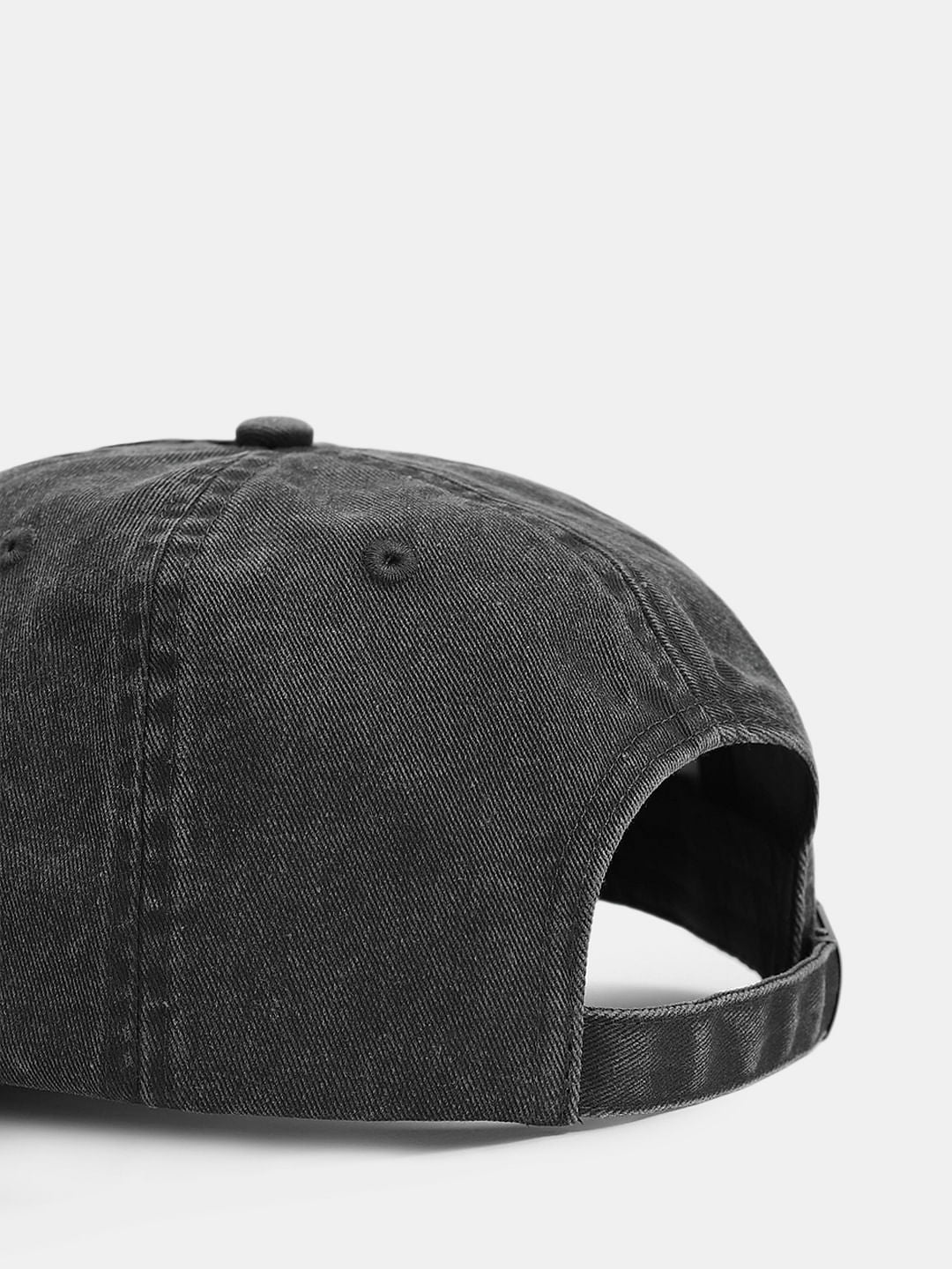 Black Washed Logo Print Cap - Image 5