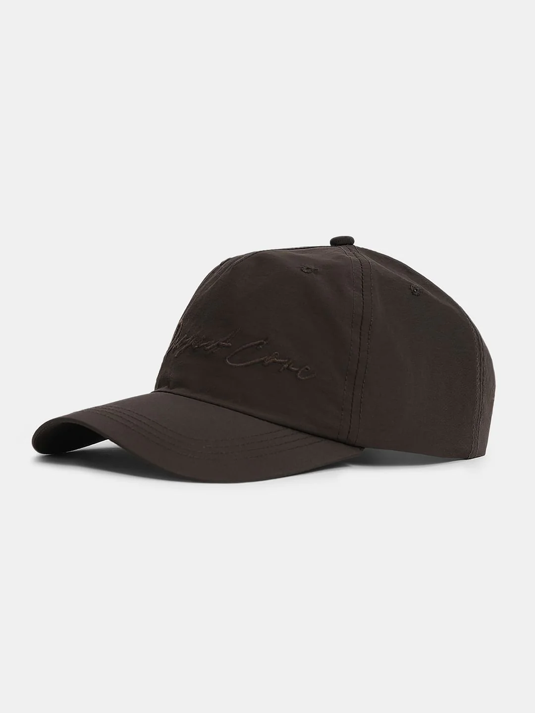 Dark Brown Embroidered Text Cap - Image 2