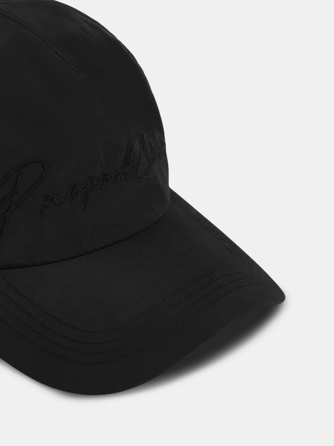 Black Embroidered Text Cap - Image 4