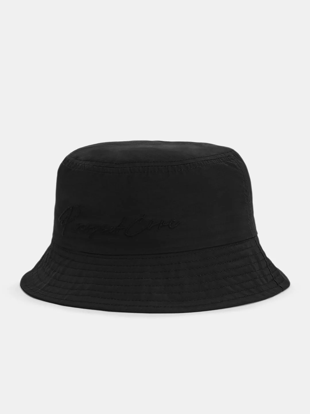 Black Embroidered Text Bucket Hat - Image 2