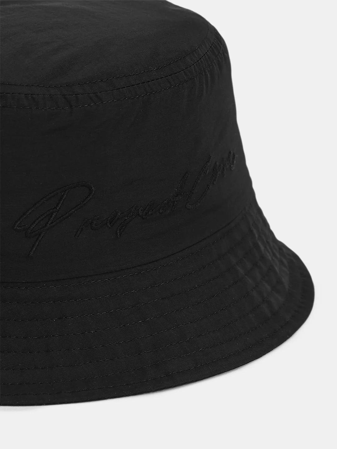 Black Embroidered Text Bucket Hat - Image 4