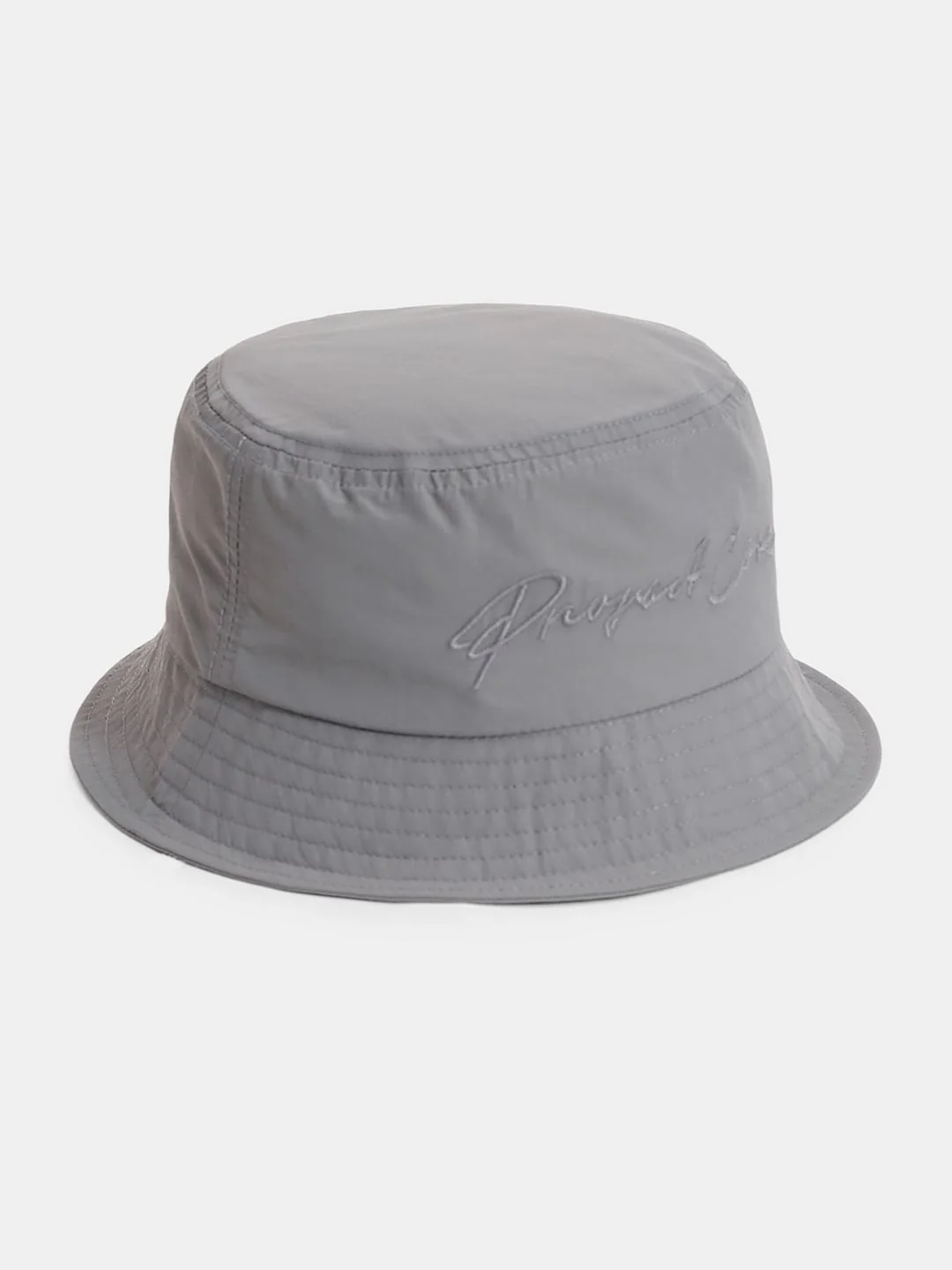 Grey Embroidered Text Bucket Hat - Image 2