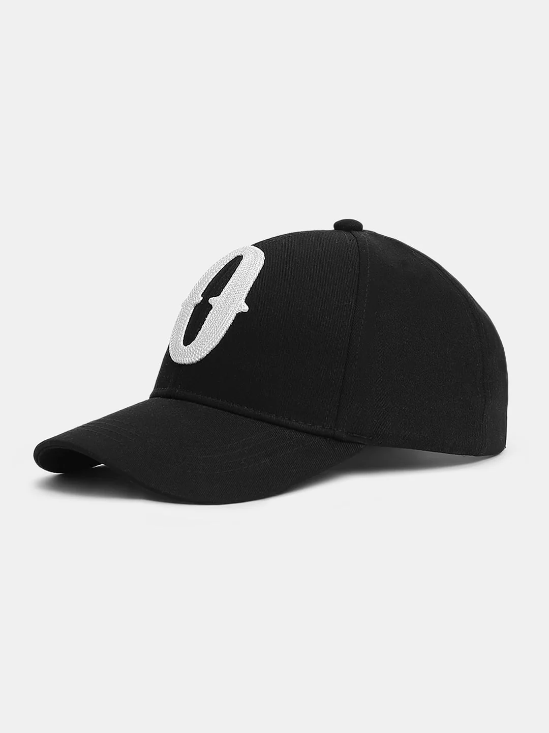 Black Embroidered Print Cap - Image 2