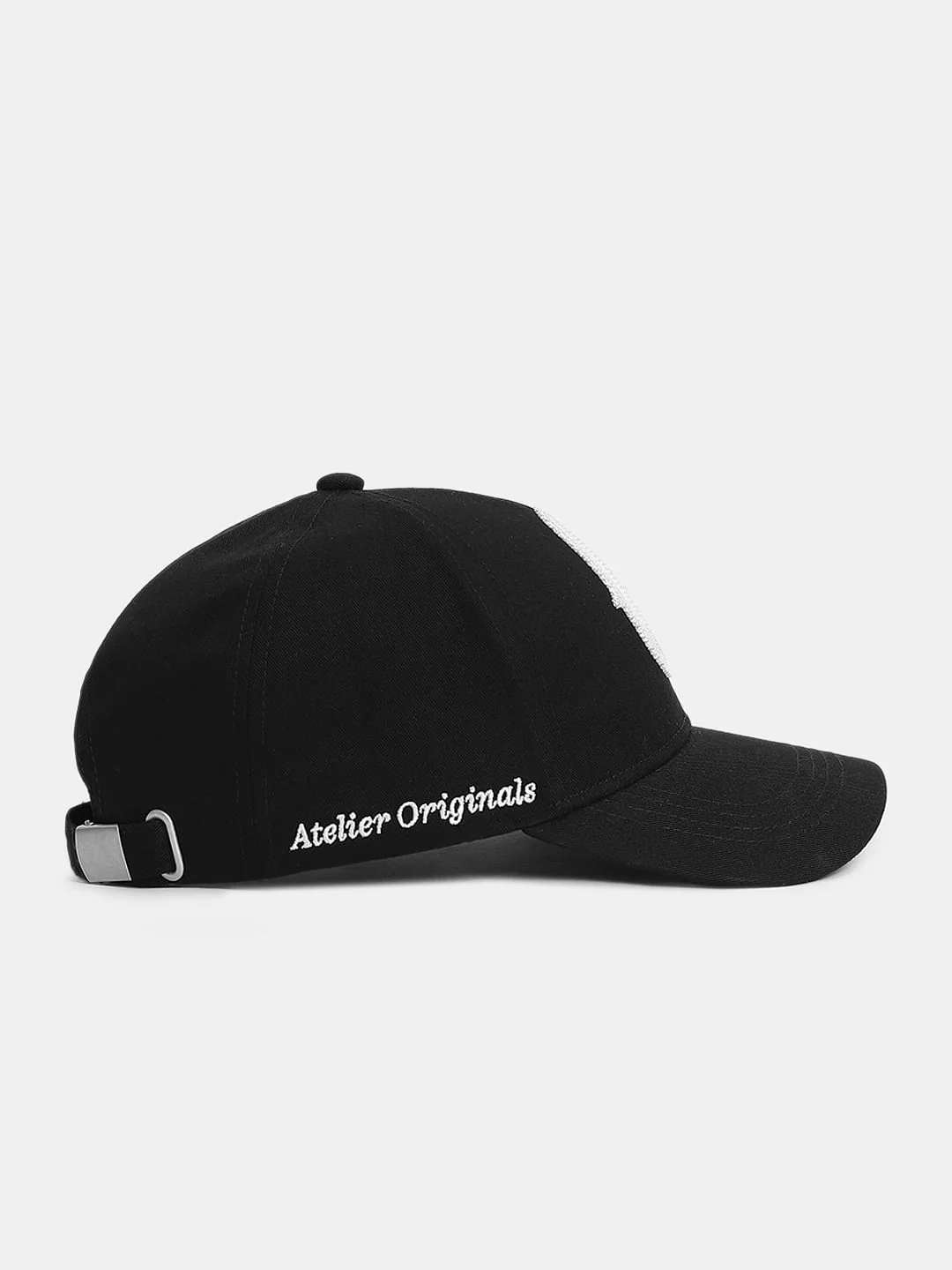 Black Embroidered Print Cap - Image 3
