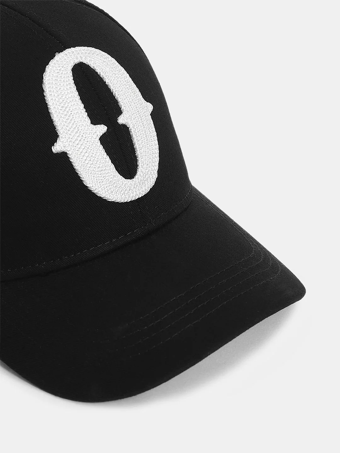 Black Embroidered Print Cap - Image 4