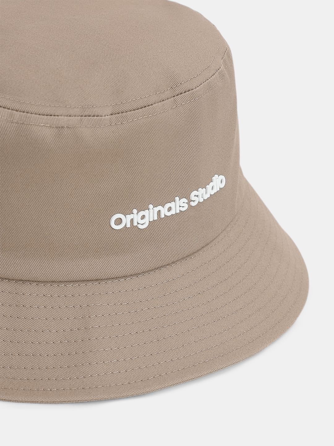 Light Brown Text Print Bucket Hat - Image 4