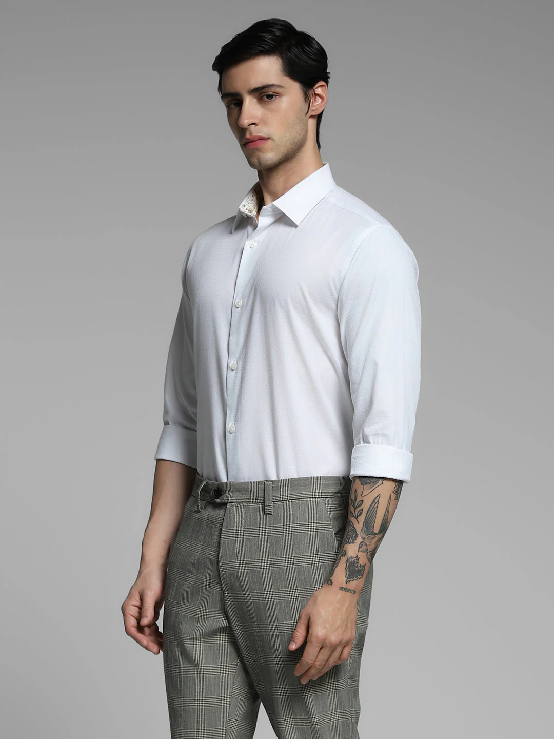 White Dobby Cotton Slim Fit Shirt - Image 3