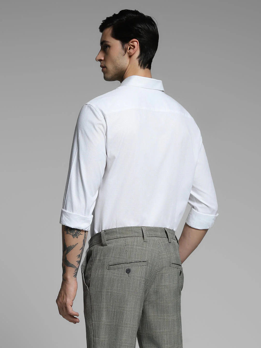 White Dobby Cotton Slim Fit Shirt - Image 4