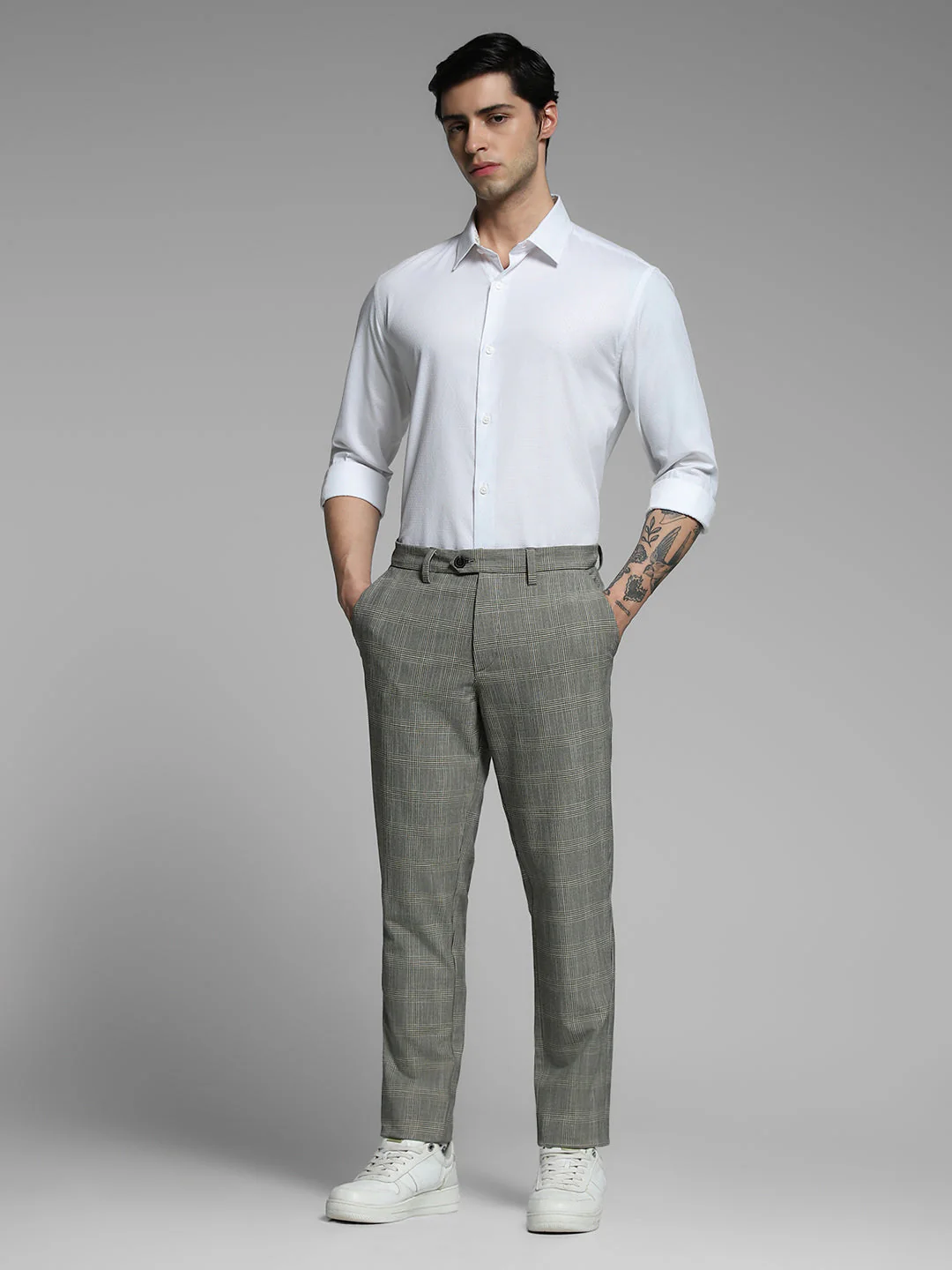 White Dobby Cotton Slim Fit Shirt - Image 6