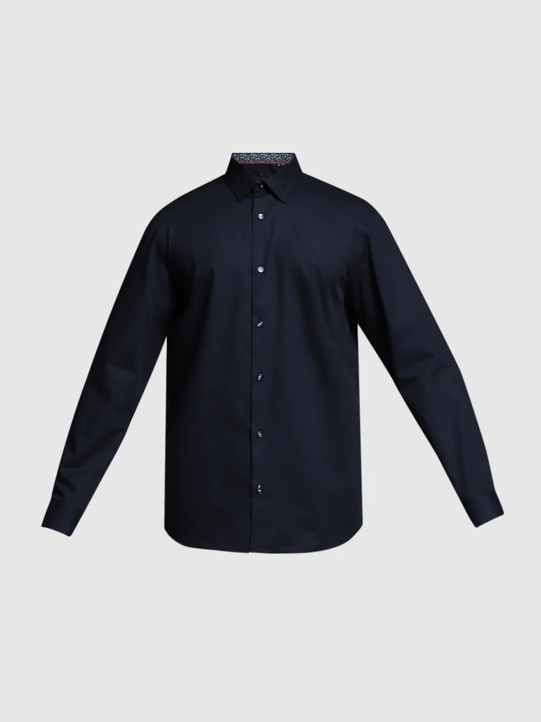 Navy Blue Dobby Cotton Slim Fit Shirt - Image 7