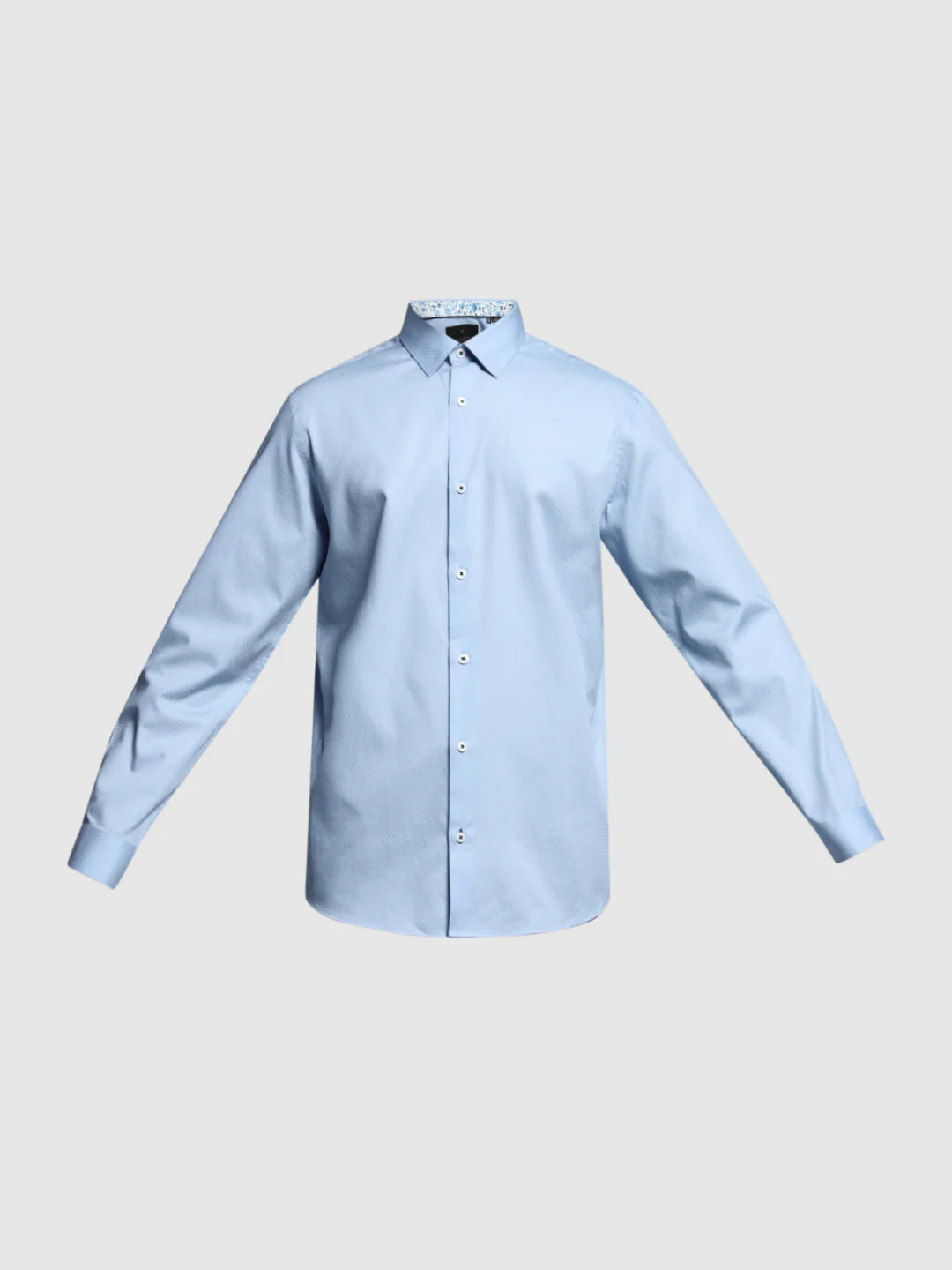 Light Blue Dobby Cotton Slim Fit Shirt - Image 7