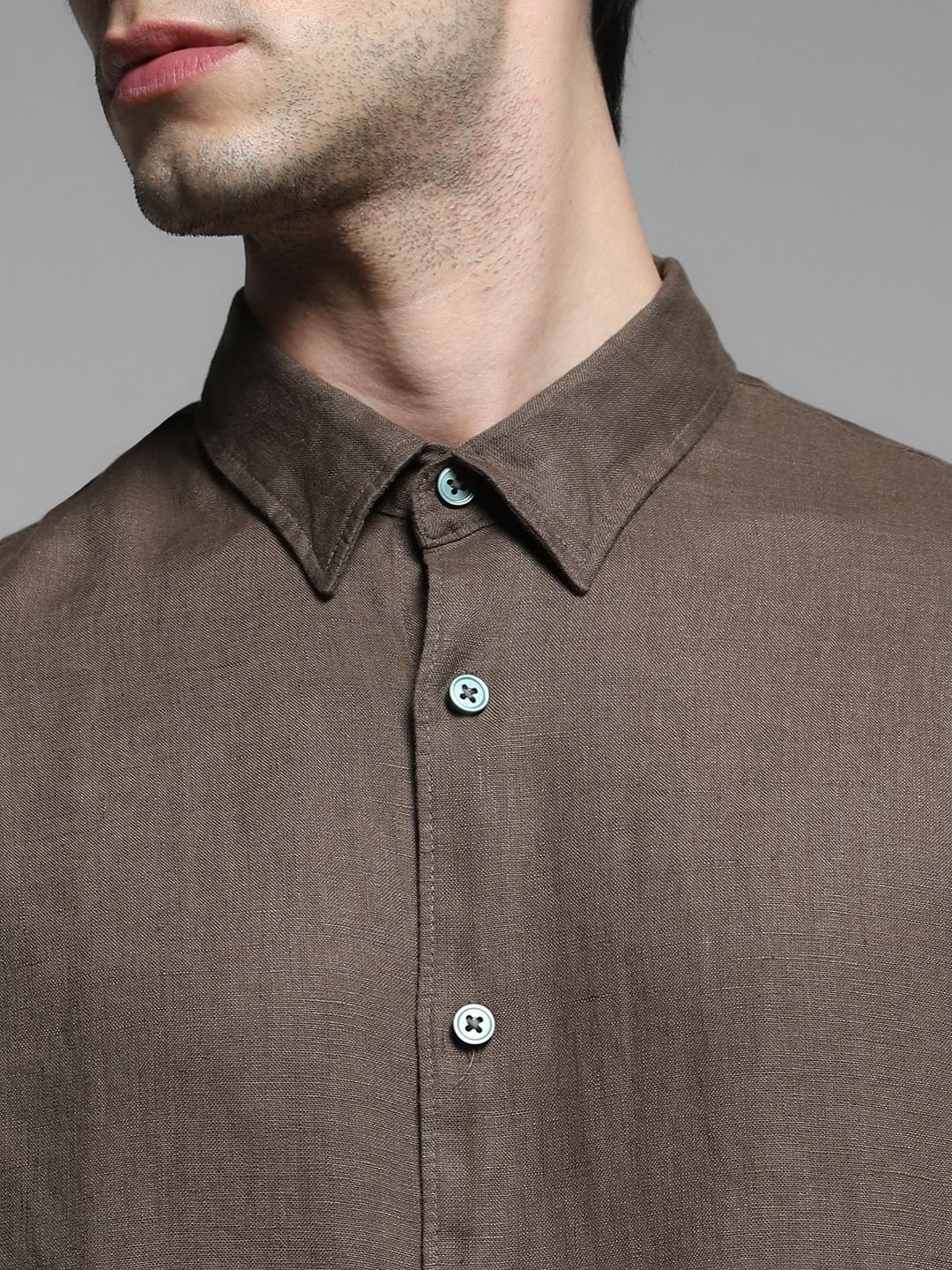 Brown Linen Full Sleeves Shirt - Image 5