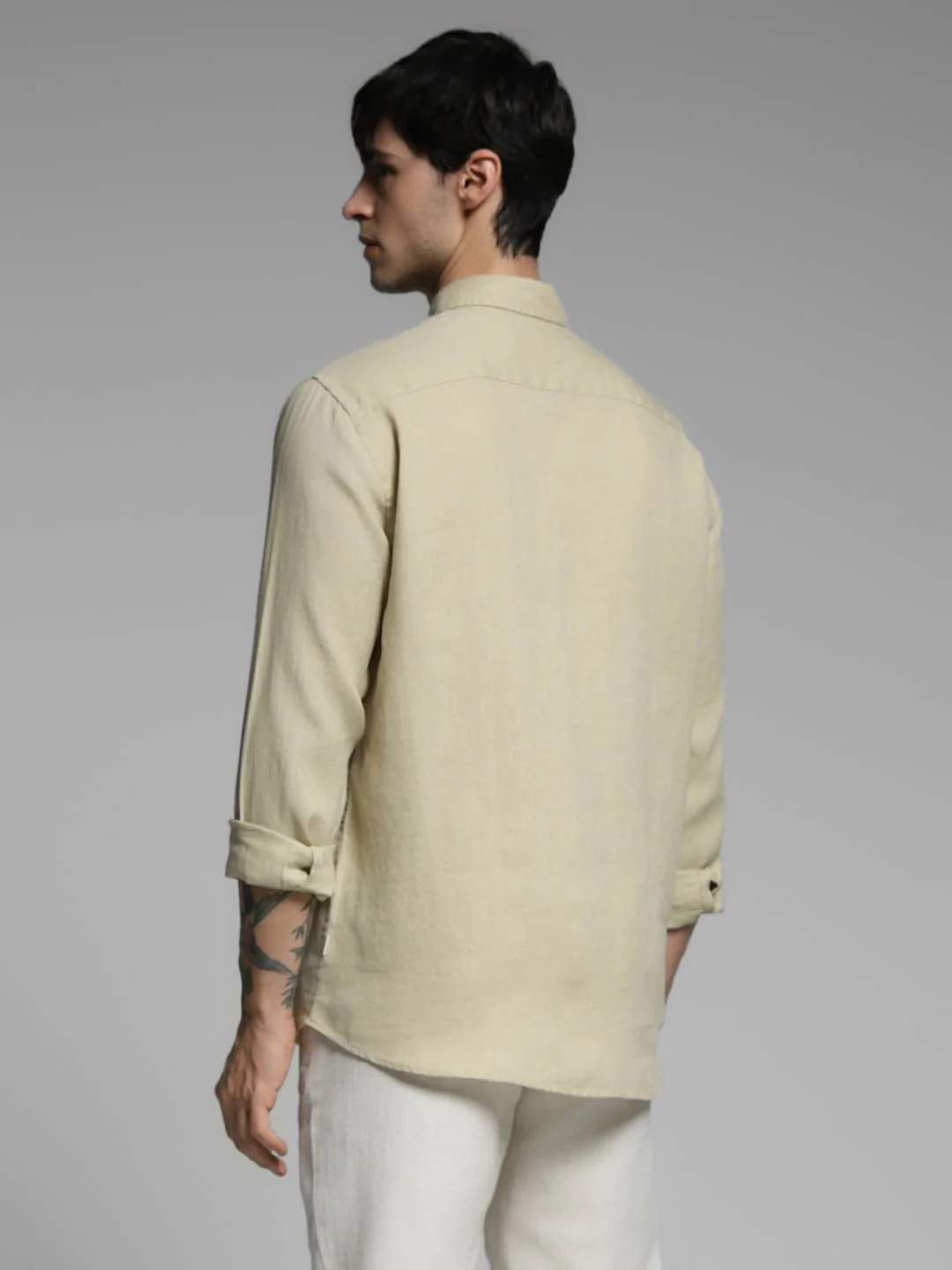 Beige Linen Full Sleeves Shirt - Image 4