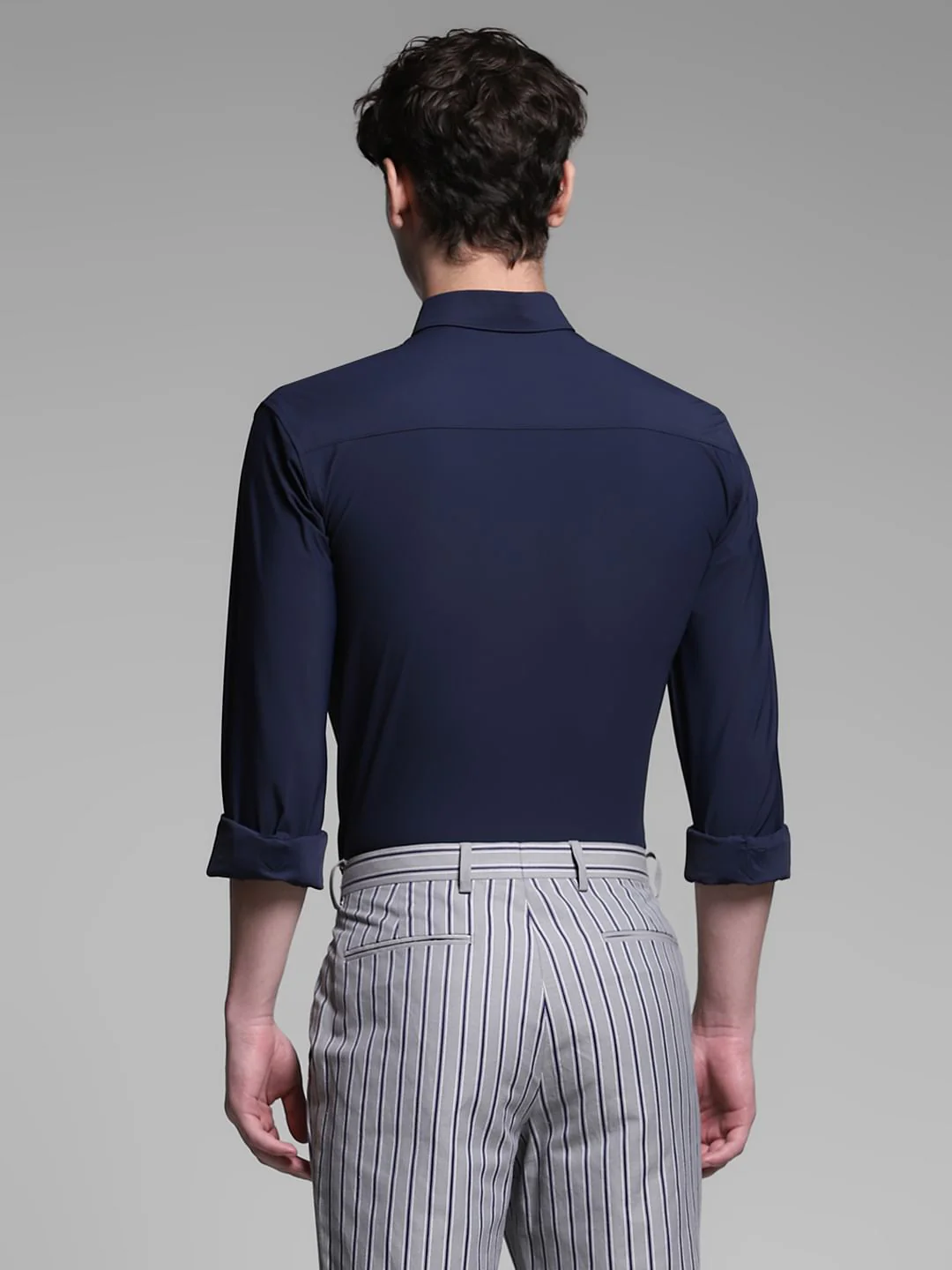 Dark Blue Stretch Full Sleeves Shirt - Image 4