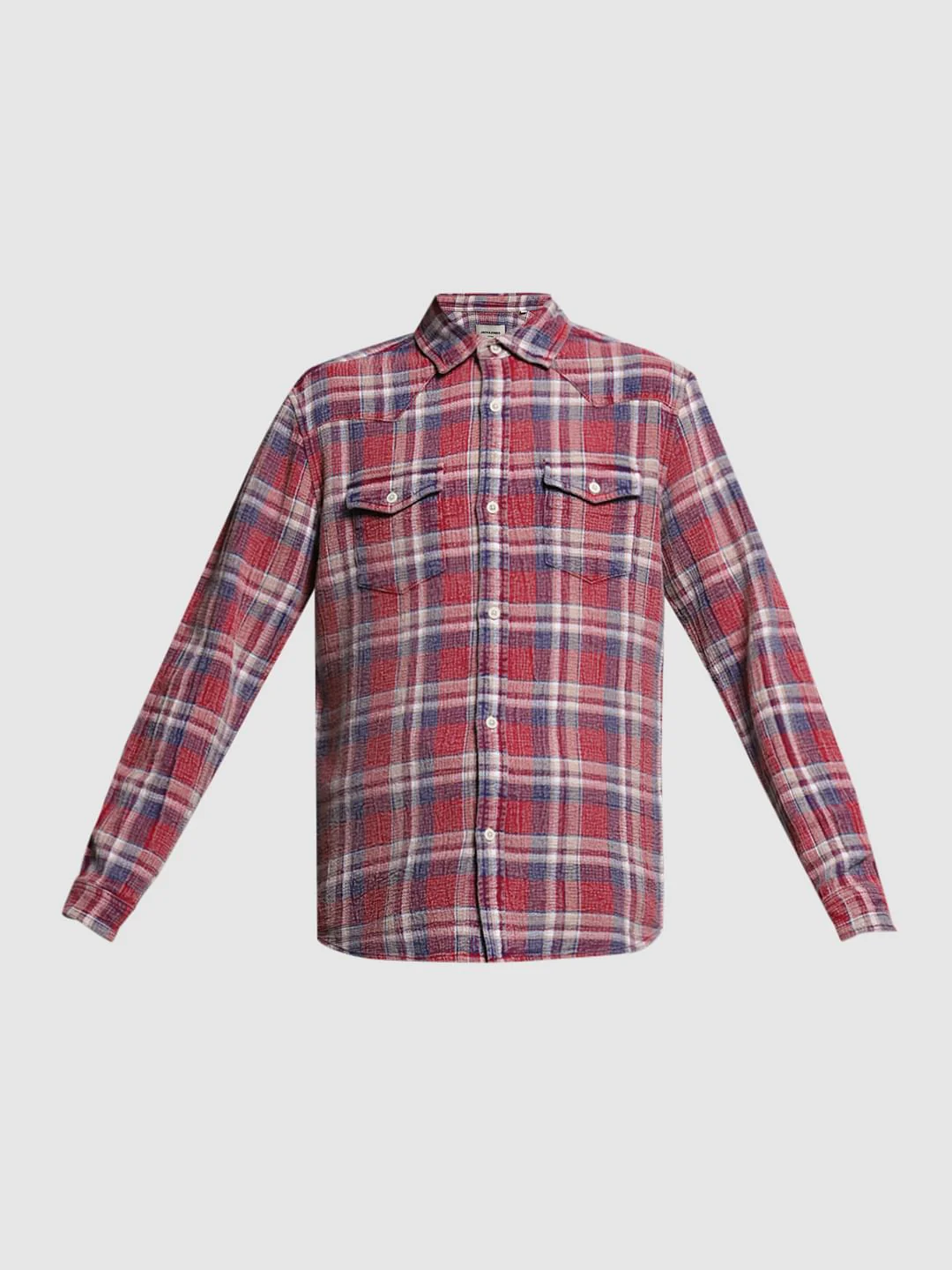 Red Check Print Cotton Shirt - Image 7