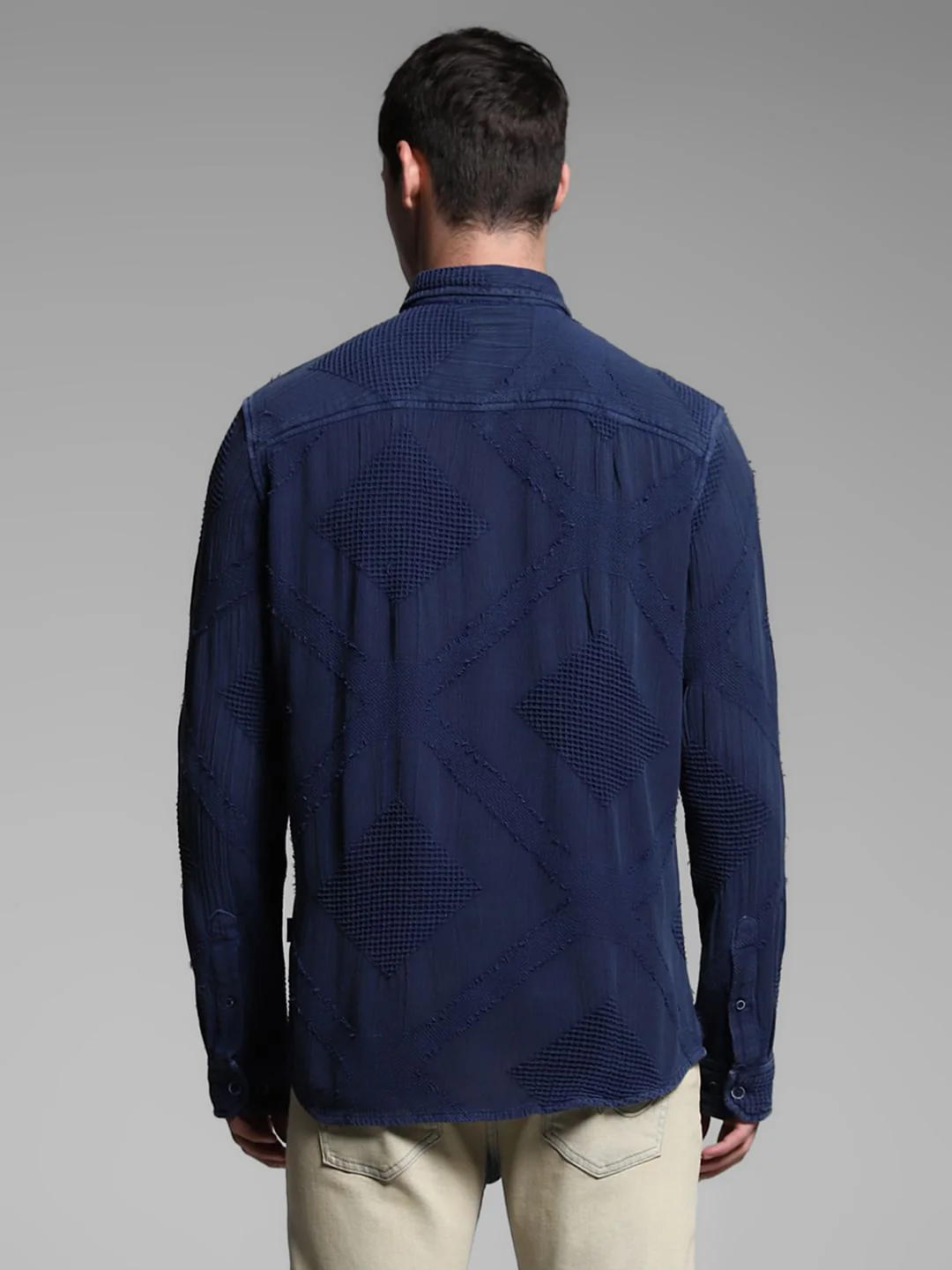Blue Jacquard Cotton Shirt - Image 4